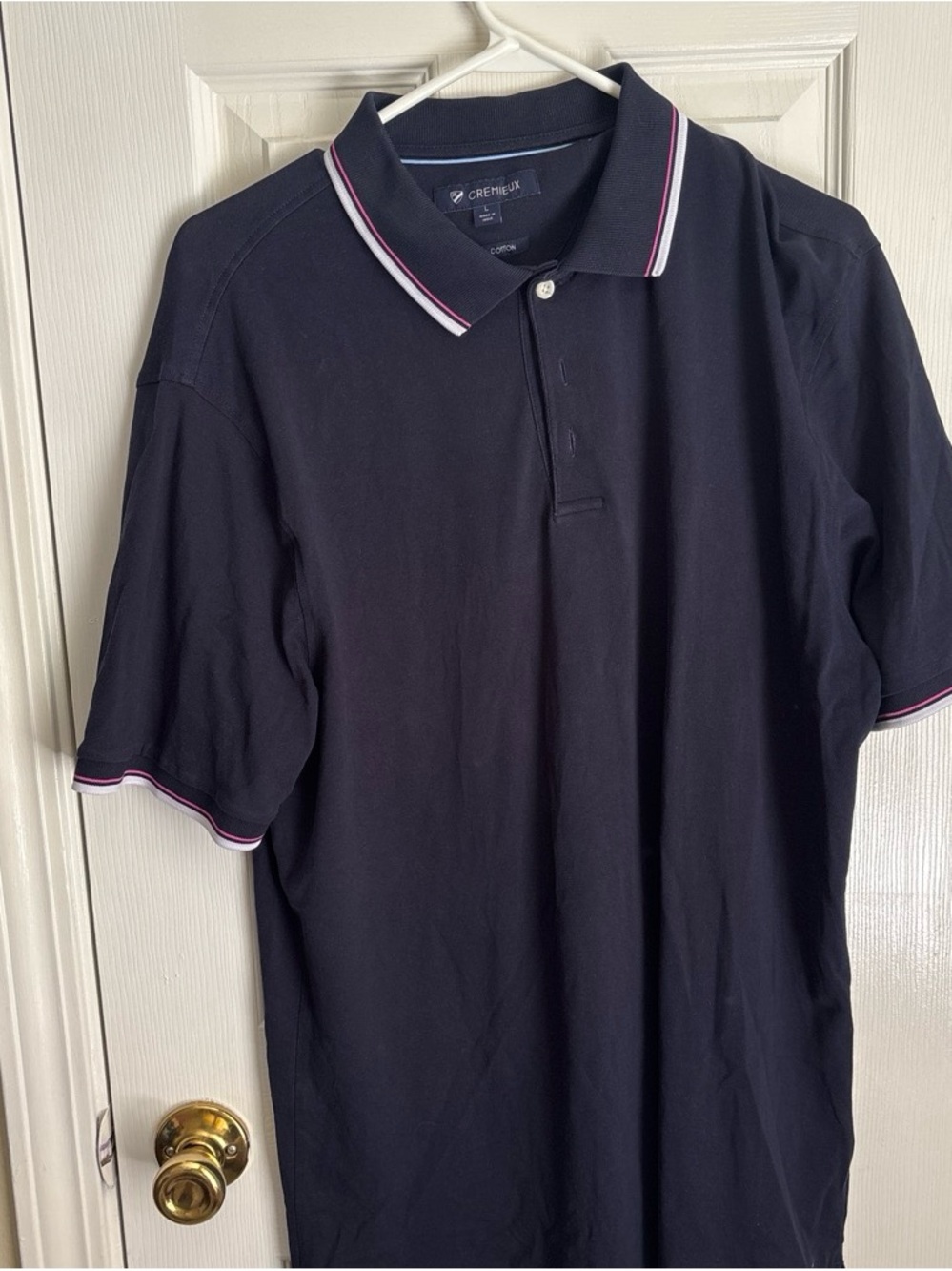 Daniel Cremieux Navy Polo with Pink and White Contrast Trim